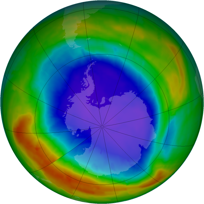 Antarctic ozone map for 25 September 2014
